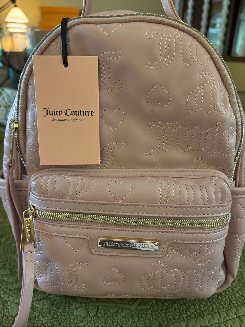 Juicy Couture Light Pink Quilted Logo Mini Backpack